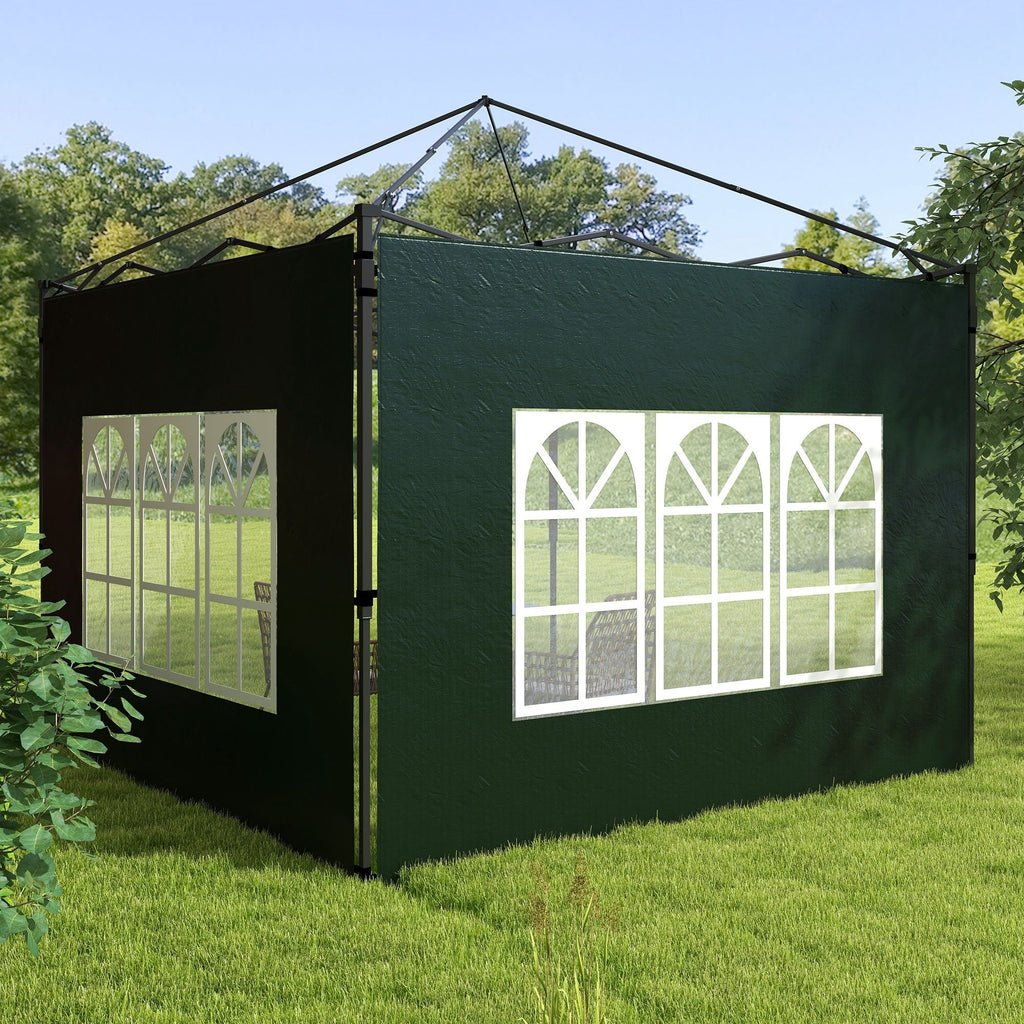 Gazebo Sidewalls with Window for 3x3(m) or 3x6m Gazebo Canopy, 2 Pack Sides Replacement, Green