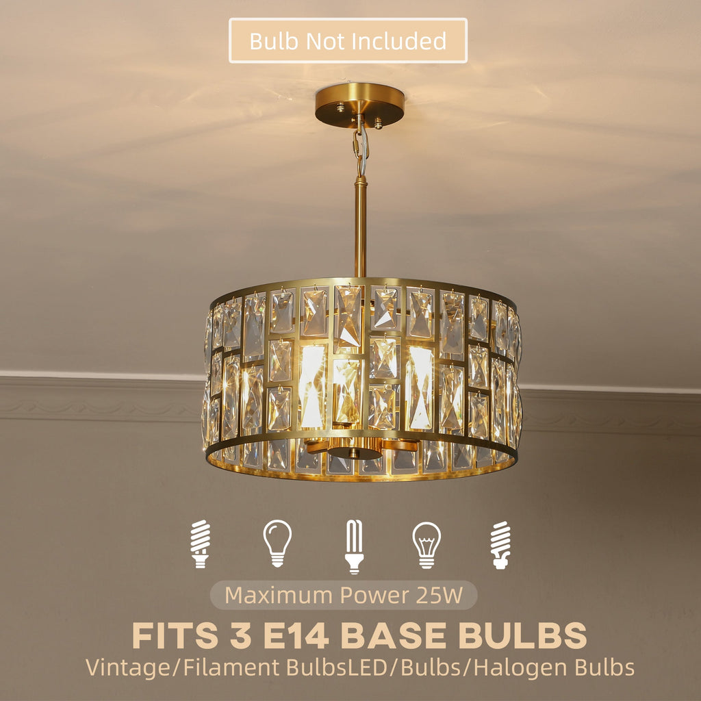 HOMCOM 72 Glass Crystallite Chandelier - Gold-Tone