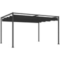 4 x 3m Aluminium Garden Pergola with Retractable Roof & Grommet Holes for Patio, Lawn, Black