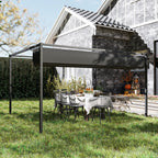 4 x 3m Aluminium Garden Pergola with Retractable Roof & Grommet Holes for Patio, Lawn, Black