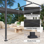 4 x 3m Aluminium Garden Pergola with Retractable Roof & Grommet Holes for Patio, Lawn, Black