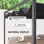 4 x 3m Aluminium Garden Pergola with Retractable Roof & Grommet Holes for Patio, Lawn, Black