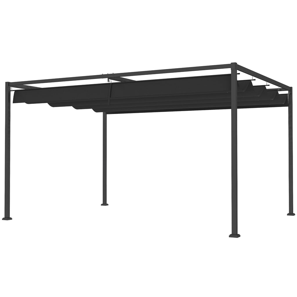 4 x 3m Aluminium Garden Pergola with Retractable Roof & Grommet Holes for Patio, Lawn, Black