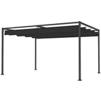4 x 3m Aluminium Garden Pergola with Retractable Roof & Grommet Holes for Patio, Lawn, Black