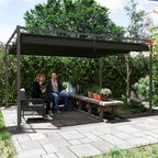4 x 3m Aluminium Garden Pergola with Retractable Roof & Grommet Holes for Patio, Lawn, Black