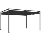 4 x 3m Aluminium Garden Pergola with Retractable Roof & Grommet Holes for Patio, Lawn, Black