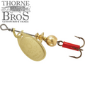 Mepps Aglia Spinner-Plain fishing lure featuring a gold-colored spinner blade and treble hook with red plastic collar, designed for effective fishing tackle use.