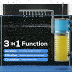53 GPH 3-in-1 Internal Filter Pump Oxygen Rain Fish Tank