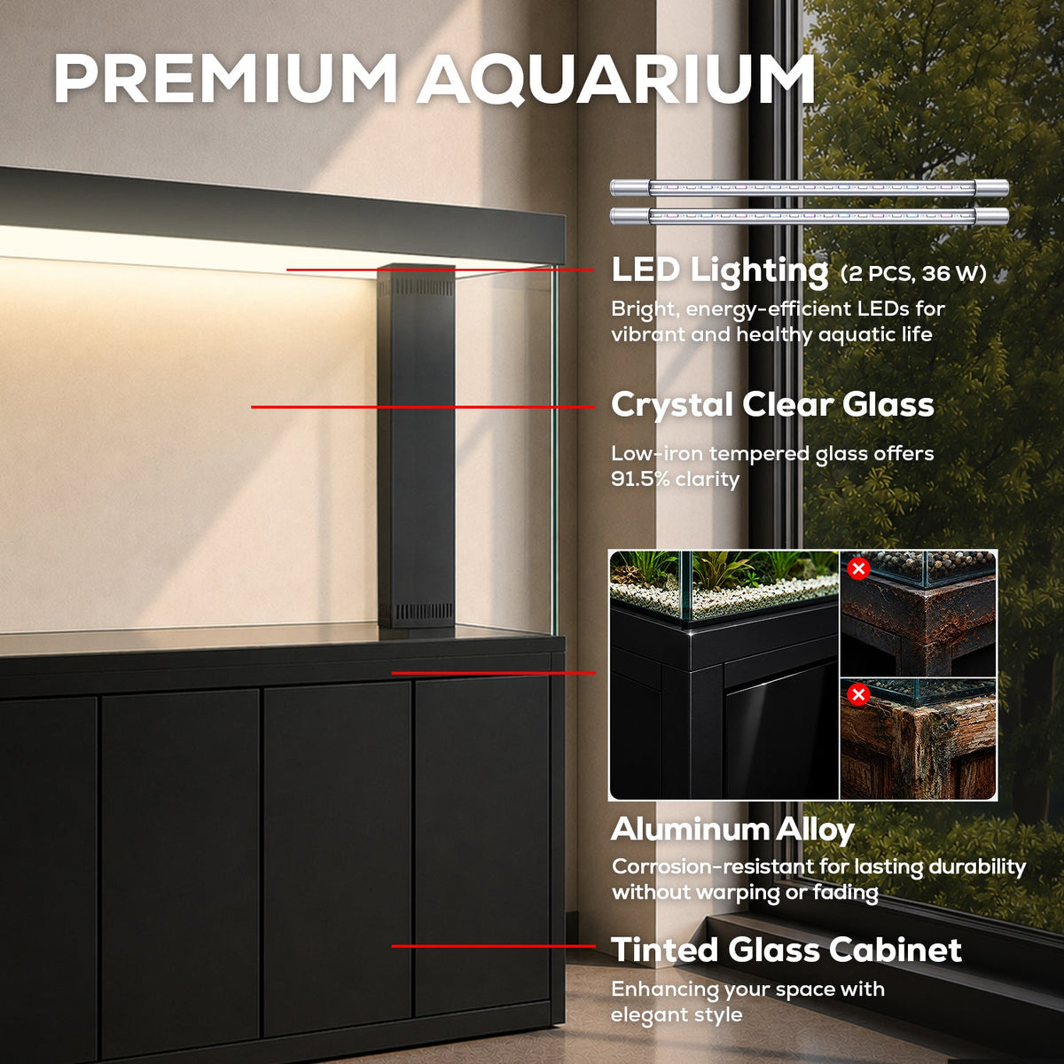 Big Fish Tank 400 Gallon Tempered Glass Aquarium Black