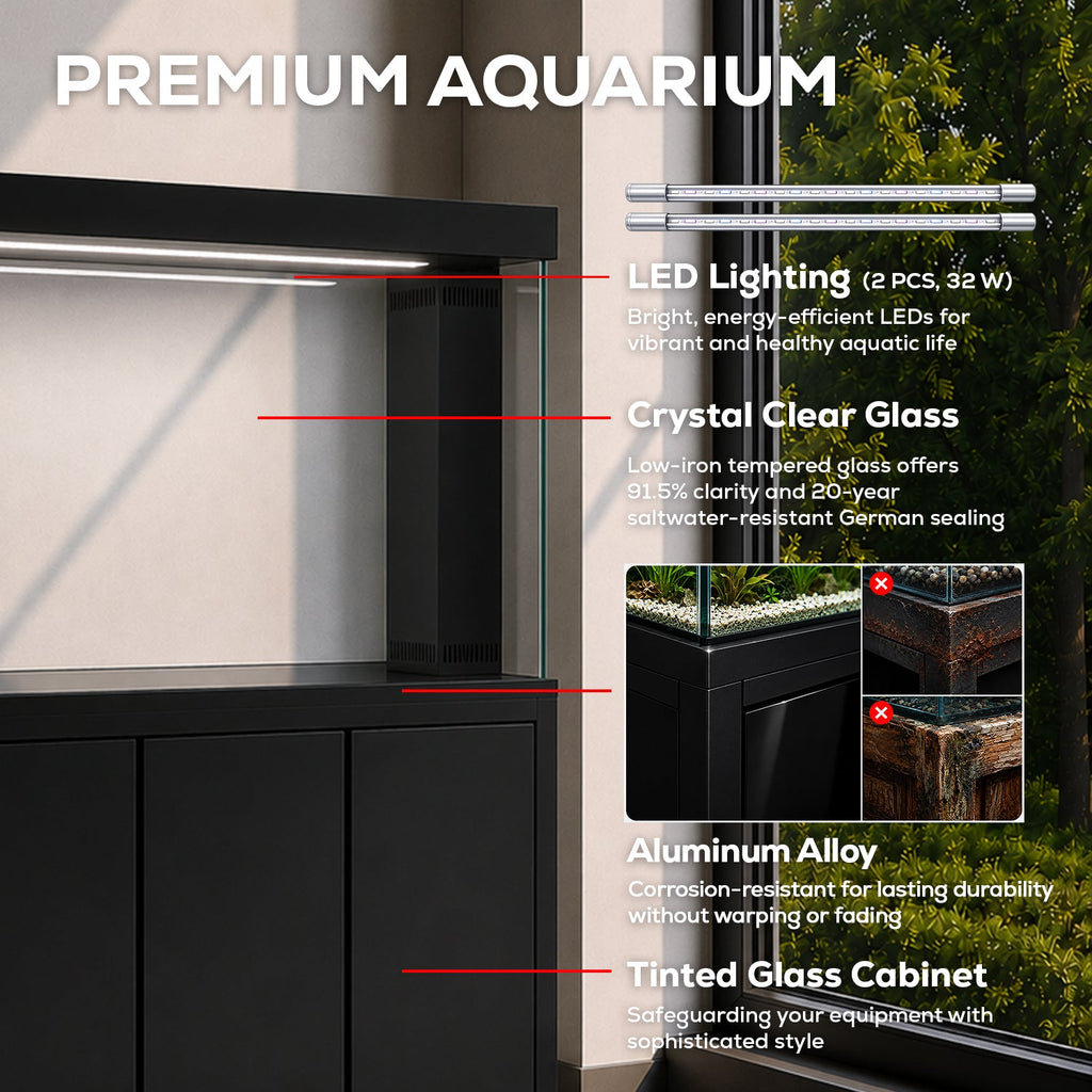 Aqua Dream 230 Gallon Tempered Glass Aquarium Black Premium