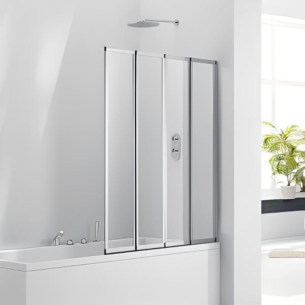 Aquaglass 3mm Bath Screen with 4 Folding Panels - 1400 x 850mm