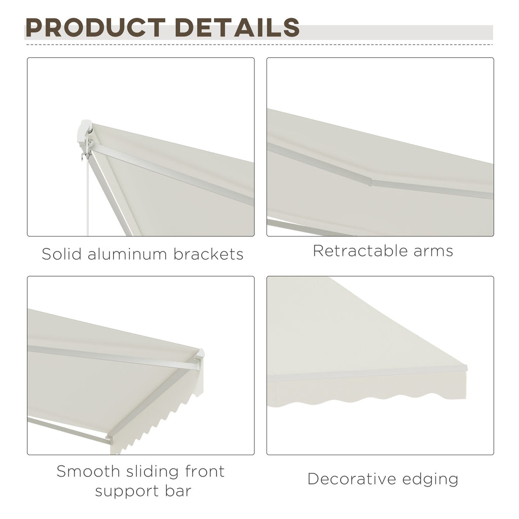 12' x 10' Retractable Electric Awning with Remote, Manual Crank & UV Protection, Cream White