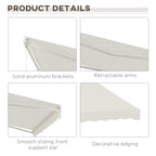 12' x 10' Retractable Electric Awning with Remote, Manual Crank & UV Protection, Cream White