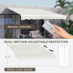 12' x 10' Retractable Electric Awning with Remote, Manual Crank & UV Protection, Cream White