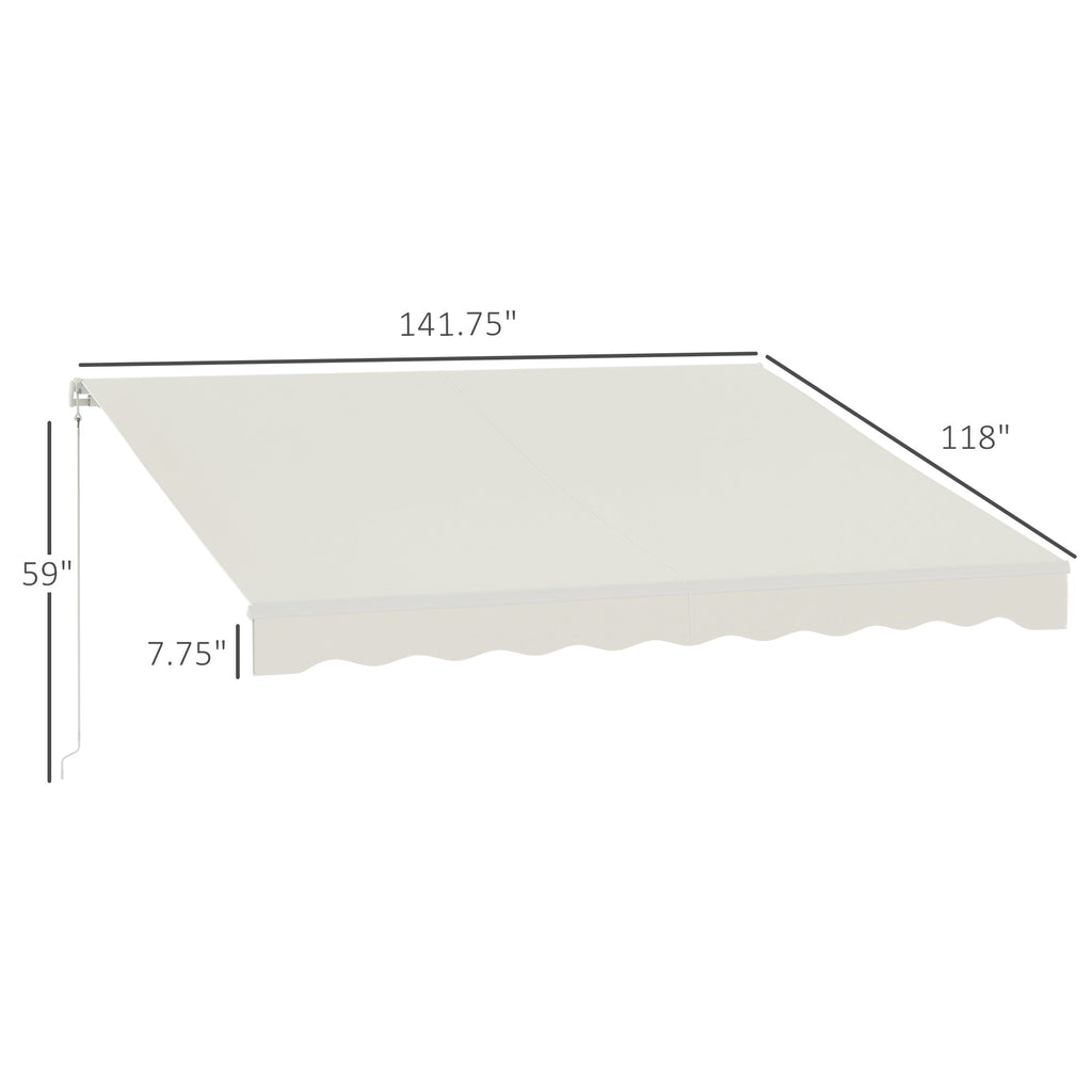 12' x 10' Retractable Electric Awning with Remote, Manual Crank & UV Protection, Cream White