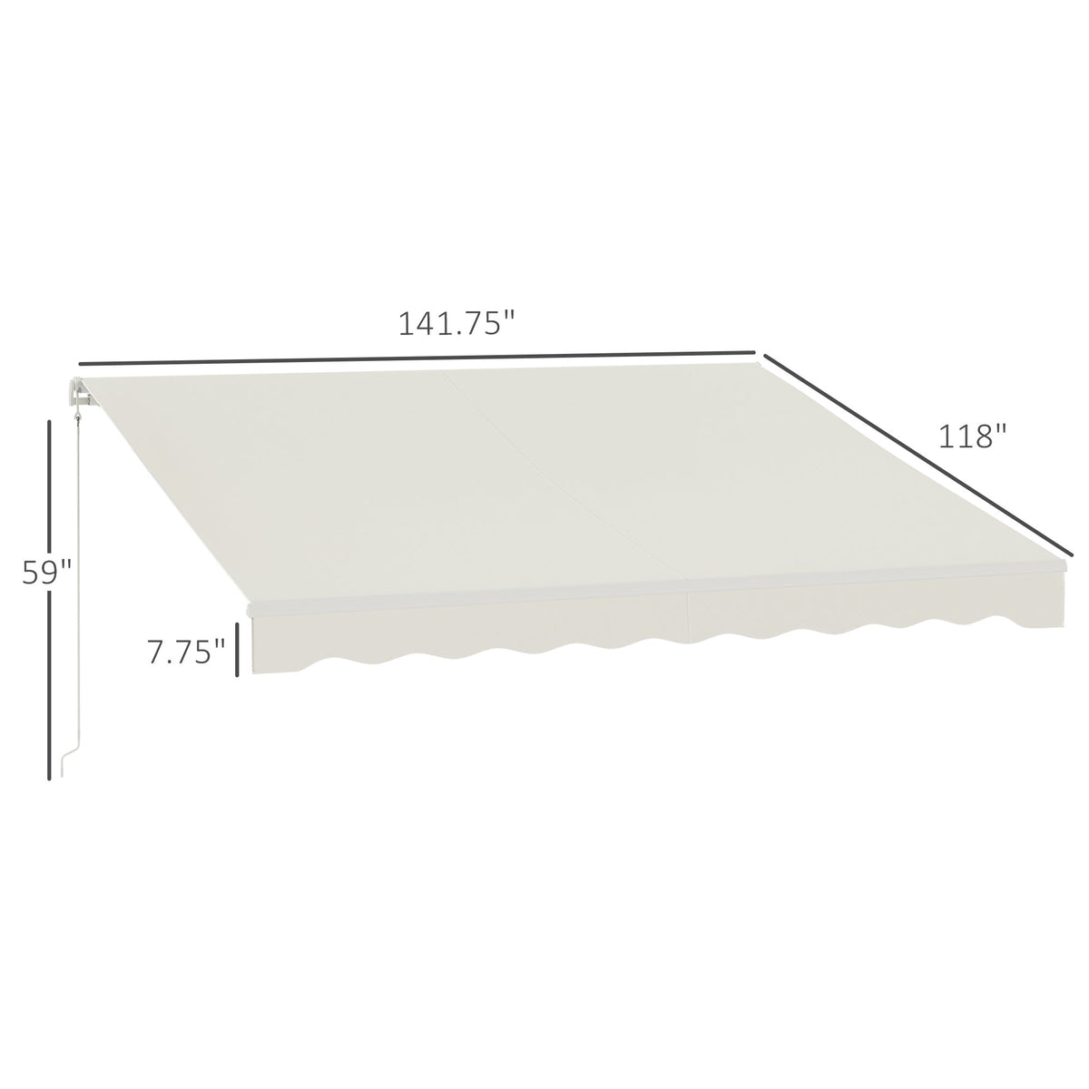 12' x 10' Retractable Electric Awning with Remote, Manual Crank & UV Protection, Cream White