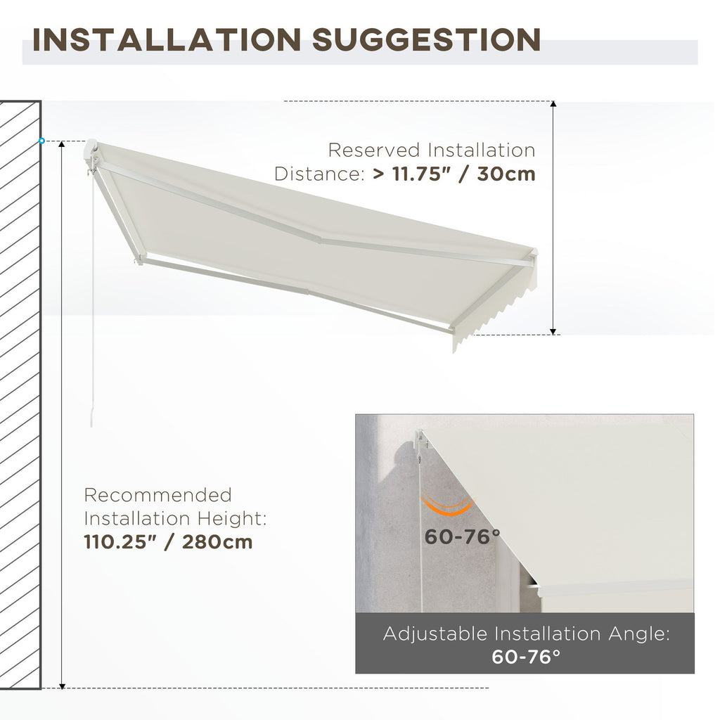 12' x 10' Retractable Electric Awning with Remote, Manual Crank & UV Protection, Cream White