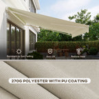 12' x 10' Retractable Electric Awning with Remote, Manual Crank & UV Protection, Cream White