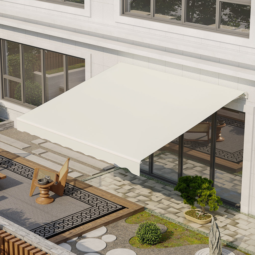 12' x 10' Retractable Electric Awning with Remote, Manual Crank & UV Protection, Cream White