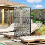 78" x 48" Metal Outdoor Privacy Screen, Willow Branch Design, Black