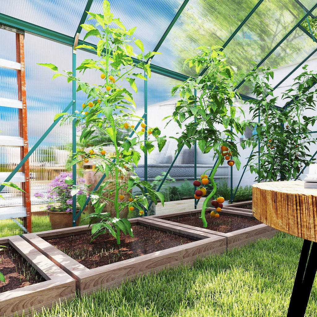 BloomGreen 16' x 8' Greenhouse with Roof Vent and Sliding Door Green