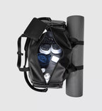 Stackers Women's Faux Leather Large Travel Sports Duffel Gym Bag - Black