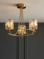 Bay Lighting Lyon 3 Arm Semi Flush Dimmable Ceiling Light - Antique Brass