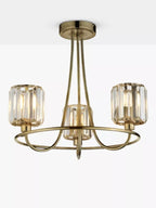 Bay Lighting Lyon 3 Arm Semi Flush Dimmable Ceiling Light - Antique Brass