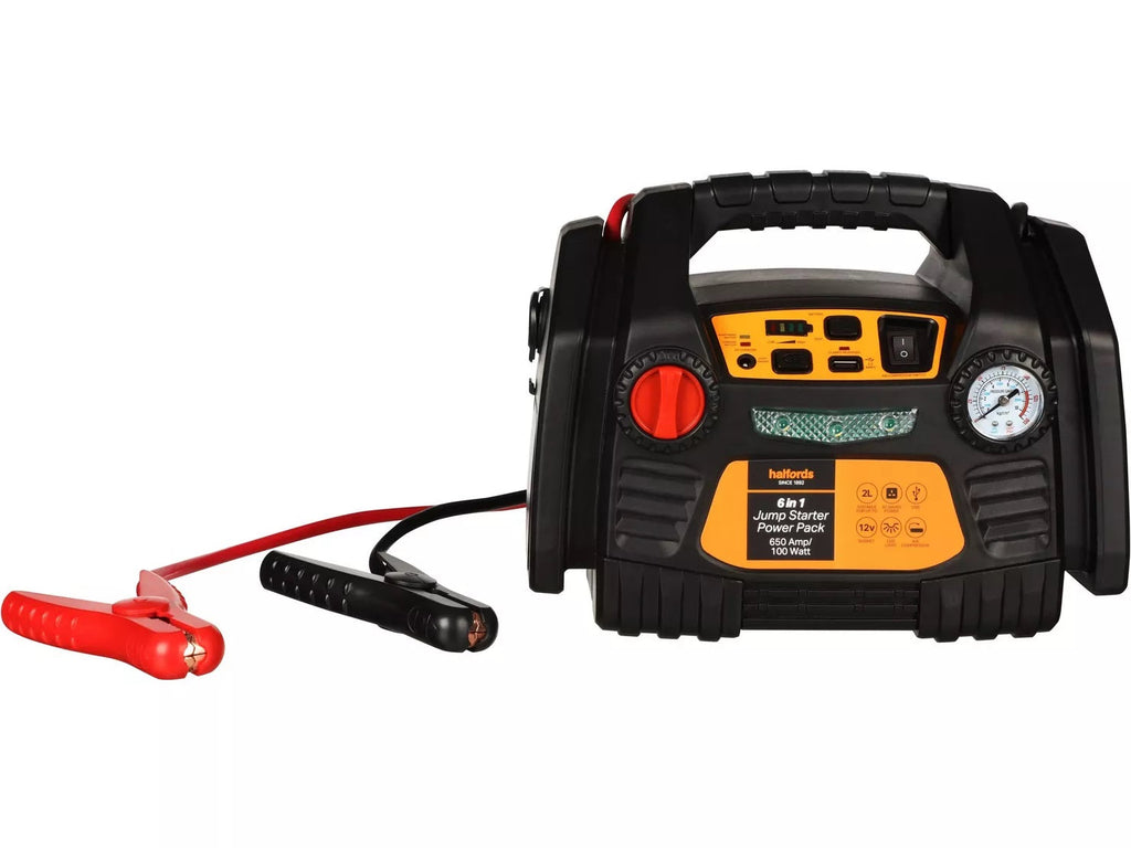 Halfords 6-in-1 12V DC Jump Starter Power Pack with USB Port & LED Torch