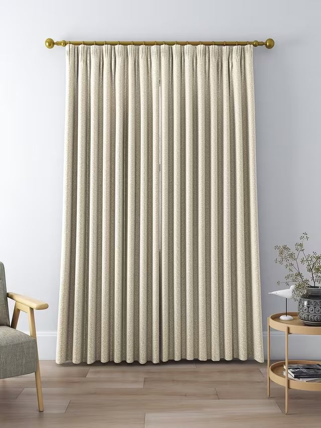 John Lewis Ivy Leaf Pair Lined Pencil Pleat Curtains 228 x 228cm - Putty