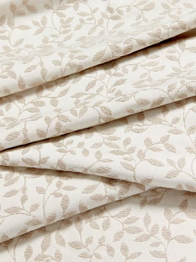 John Lewis Ivy Leaf Pair Lined Pencil Pleat Curtains 228 x 228cm - Putty