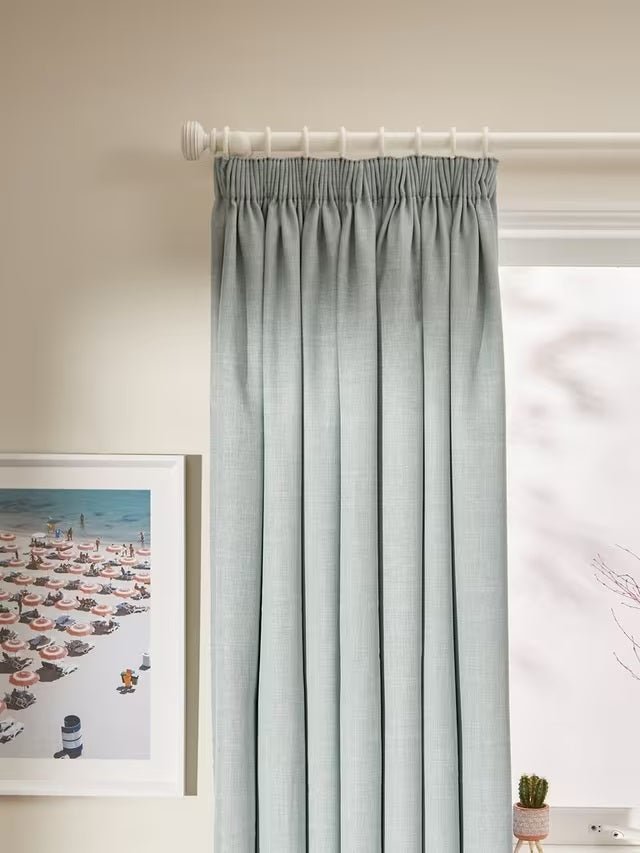 John Lewis Textured Thermal Pencil Pleat Curtains 228 x 228cm - Duck Egg