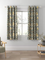 Morris & Co. Pimpernel Pair Thermal Lined Eyelet Curtains 228 x 137cm - Teal