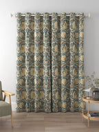 Morris & Co. Pimpernel Pair Thermal Lined Eyelet Curtains 228 x 137cm - Teal