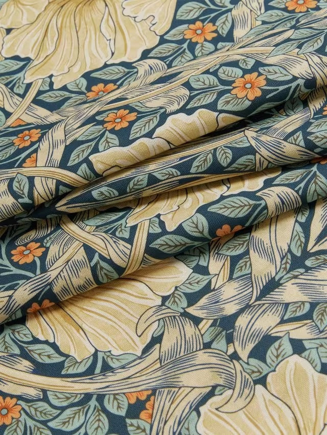 Morris & Co. Pimpernel Pair Thermal Lined Eyelet Curtains 228 x 137cm - Teal