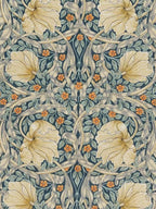 Morris & Co. Pimpernel Pair Thermal Lined Eyelet Curtains 228 x 137cm - Teal