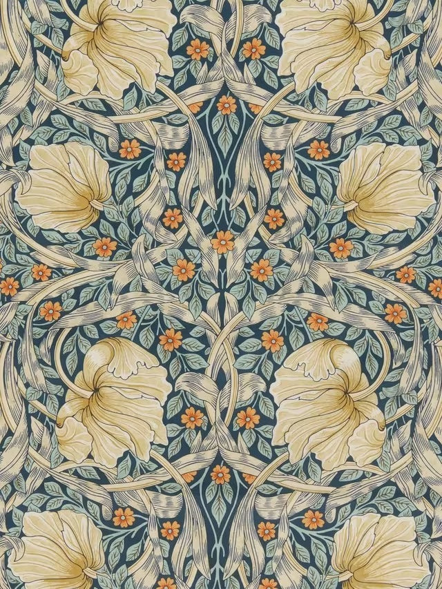 Morris & Co. Pimpernel Pair Thermal Lined Eyelet Curtains 228 x 137cm - Teal