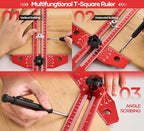 Saker Woodworking Scriber Marking Line Ruler,Aluminum Alloy T-Square - color: Red