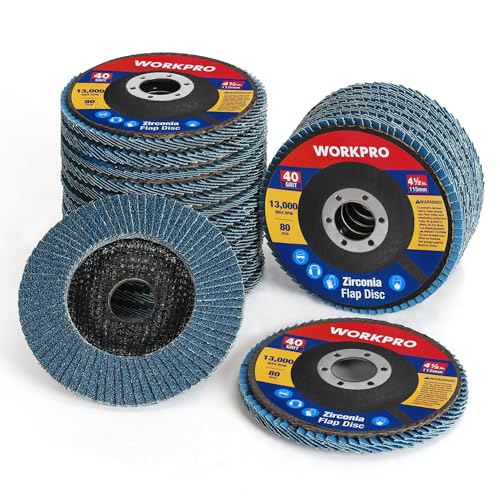 WORKPRO 20-Pack Zirconia Flap Discs, 4-1/2" x 7/8", T29, 40 Grit - style: 40 Grit