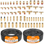 CheeMuii 64 Pcs Brass DOT Air Line Fittings with 1/4" & 3/8" DOT Air Hoses - size: 2ROLL-67PCS
