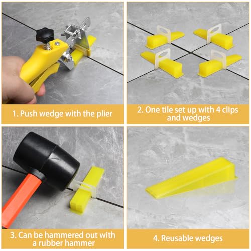 Storystore 600pcs Reusable Tile Wedges for 1/8", 1/16", 1/32" Tile Spacers - size: 600