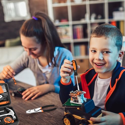 HANGYING 39-Piece Tool Set Household Hand Kit with Plastic Toolbox, Orange - color: Orange