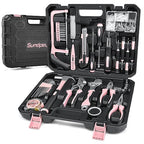 Sundpey 148 Pcs Portable Basic Hand Repair Home Tool Kit Set with Case Pink - color: Pink