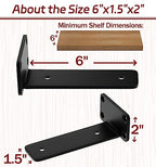 6 Inch Shelf Brackets, 10 Pack Floating Shelf Bracket, 1/5" Thick - size: 6 Inch, style: 10 Pack