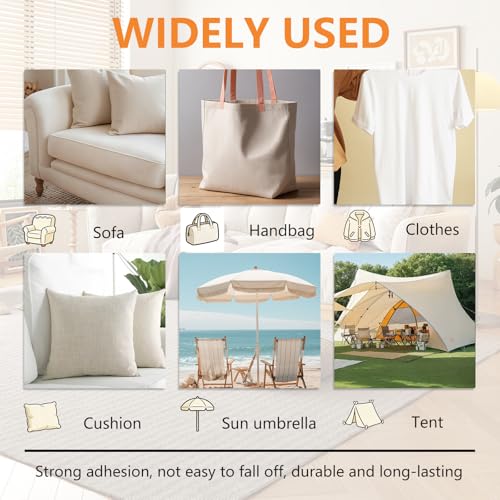 Fabric Repair Tape, 4x79 Inch Self-Adhesive Canvas Repair Patch Tape - color: Light Beige-yellow