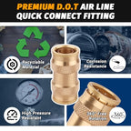 Brass DOT Quick Push to Connect, 3/4" Air Brake Union Push in - color: 2PCS DOT Push-to-Connect, size: 3/4" Od