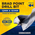 Premium Brad Point Drill Bit - High-Accuracy Woodworking Size: 12mm x 151mm - size: 12 mm x 151 mm (Pack of 1)