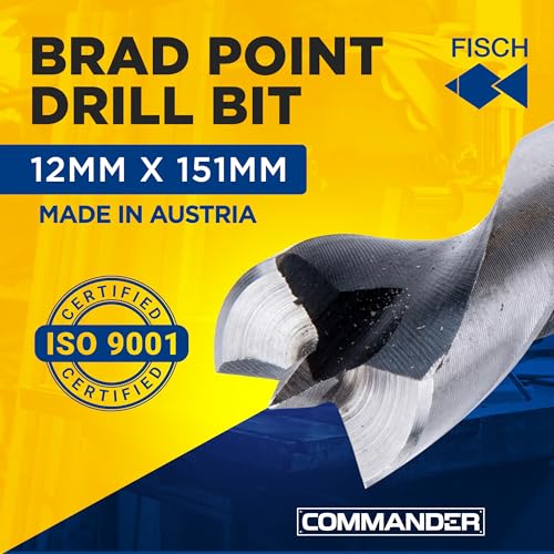 Premium Brad Point Drill Bit - High-Accuracy Woodworking Size: 12mm x 151mm - size: 12 mm x 151 mm (Pack of 1)