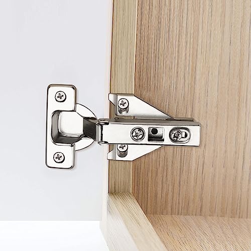 Probrico 1 Pair（2 Pack） Kitchen Cabinet Hinges for Face Frame Cabinet, Concealed Cabinet Hinges Brushed Nickel with Mounting Screws - size: 1 Pair