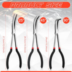 3 Pcs 11 Inch Needle Nose Pliers Set 25° 45° 90° Bent Nose Pliers for Commodity Production, Hardware Bending and Electronic Assembly